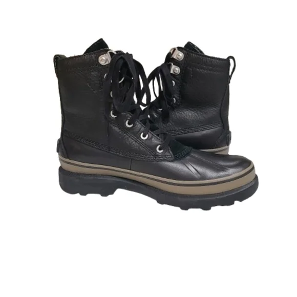 Sorel Men's Caribou Storm Boots Waterproof Black Brown Rain Snow Leather Laceup - Picture 8 of 14